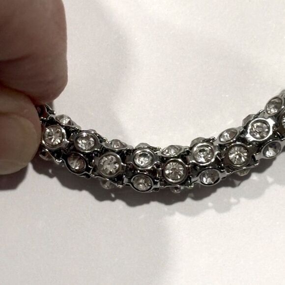 Silver Jeweled Rhinestone Women’s Bracelet - Picture 2 of 5